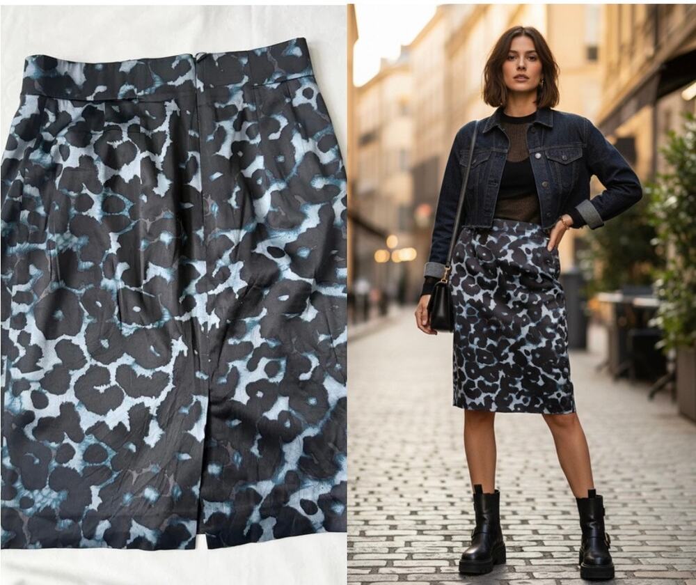 Ann Taylor Leopard Print Pencil Skirt Size 6 Office Siren Academic Chic